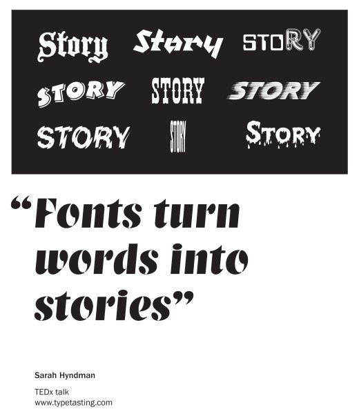 "Fonts turn words into stories" Sarah Hyndman