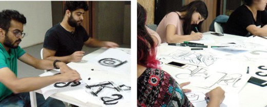 Sarah Hyndman teaching typography at the Ecole Intuit Lab Mumbai